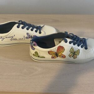 Brighton White Sneakers with Green Butterfly